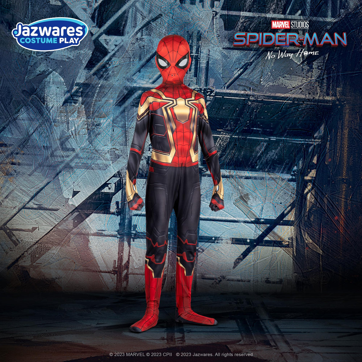 Jazwares Marvel Integrated Spider-Man youth zentai detachable mask close-up for easy adjustments