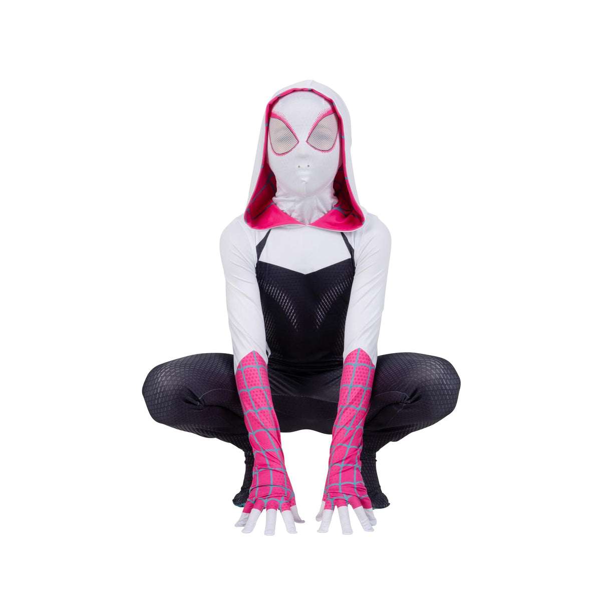 Mask with ponytail hole for authentic Spider-Gwen silhouette, Jazwares Costumes