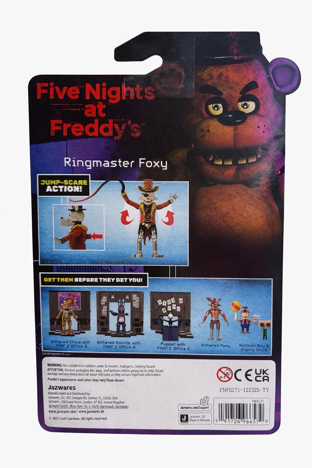 Jazwares FNAF Ringmaster Foxy with glow-in-the-dark eyes for spooky night displays