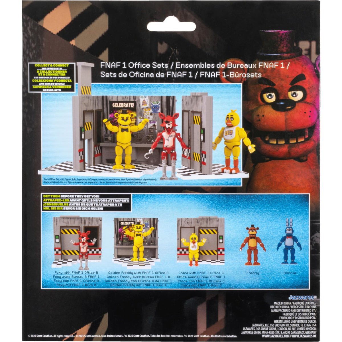 Jazwares Golden Freddy glow-in-the-dark eyes create an eerie night display.