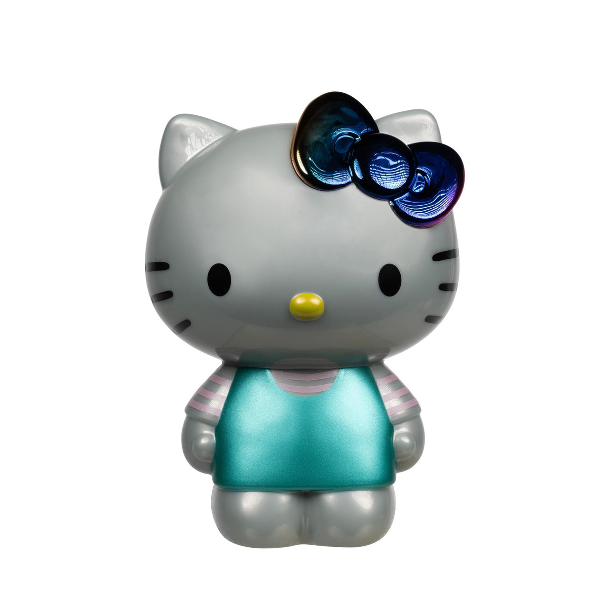 Jazwares Hello Kitty iridescent finish nesting figure creates a prismatic shimmer on shelves