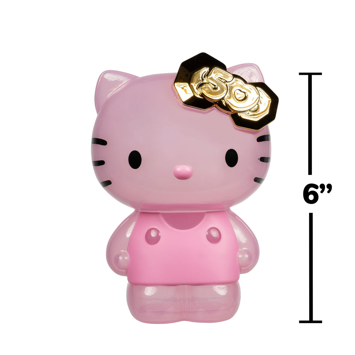 Jazwares Hello Kitty transparent finish nesting figure shows light-catching detail on a shelf