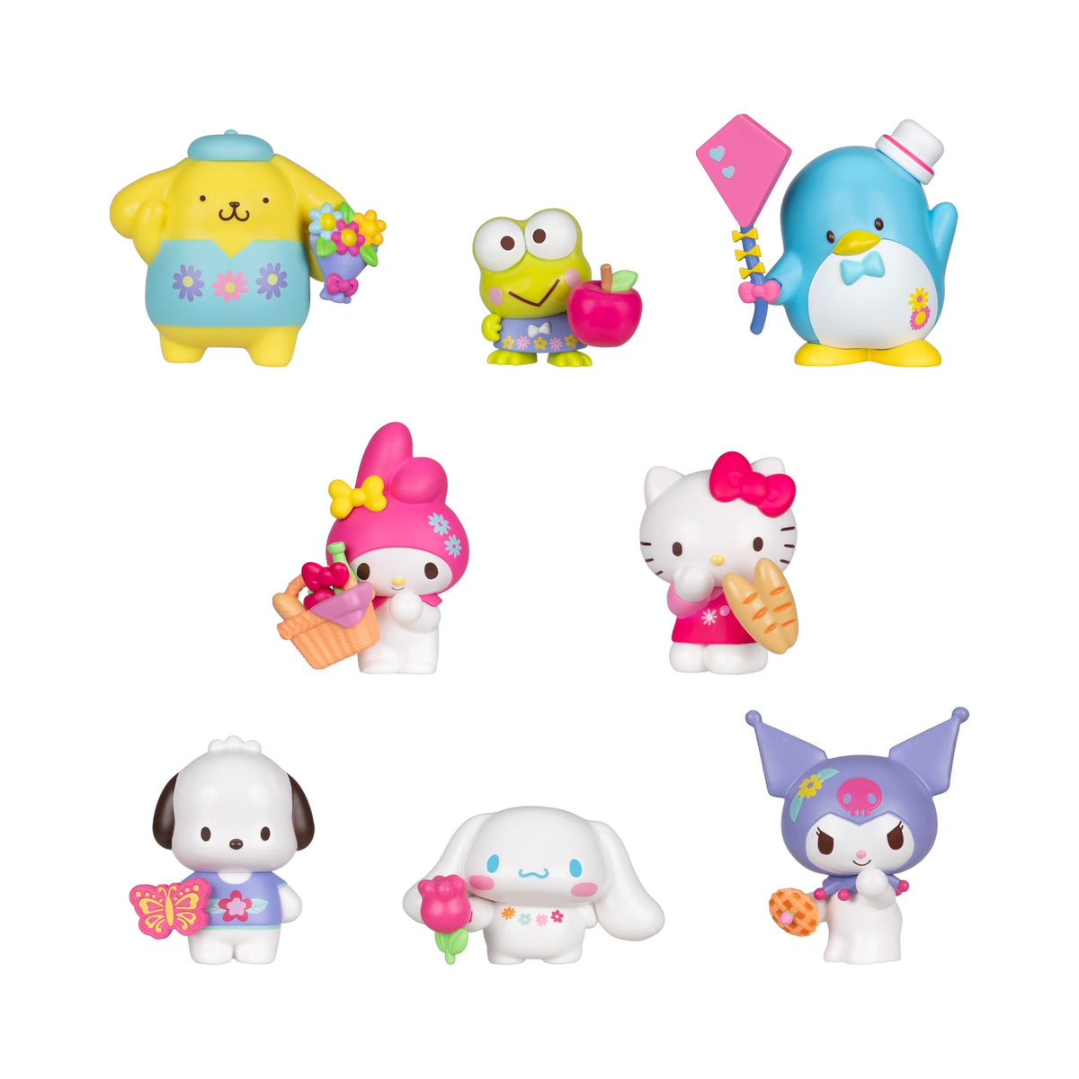 Jazwares Hello Kitty picnic figures set with vibrant 2-inch characters for display.