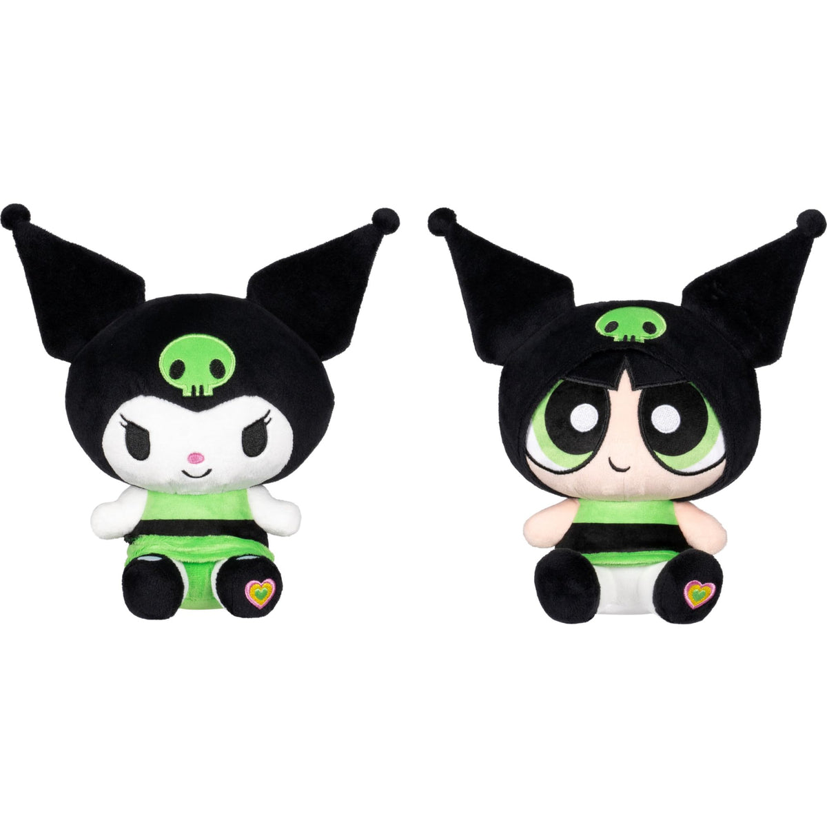 Jazwares Kuromi plush close-up showing the mischievous hood, ideal for display.