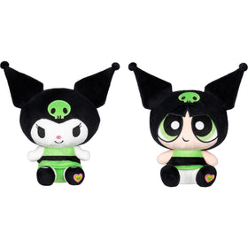 Jazwares Kuromi plush close-up showing the mischievous hood, ideal for display.