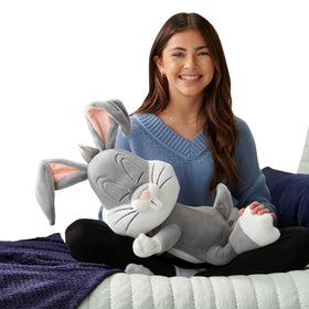 Jazwares Looney Tunes Bugs Bunny 18-inch sleeping plush, a soft cuddle buddy for naps.