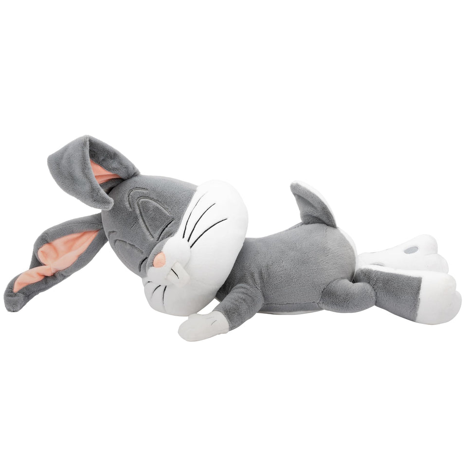 Jazwares Looney Tunes Bugs Bunny 18-inch sleeping plush, a soft cuddle buddy for naps.