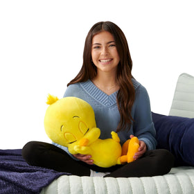 Jazwares Tweety Bird 18-inch sleeping plush for cozy naps and cuddles.