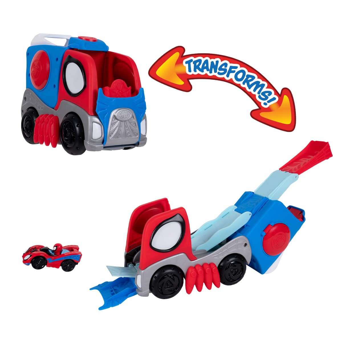 Jazwares Spidey 9-inch vehicle transforming into a dynamic race set
