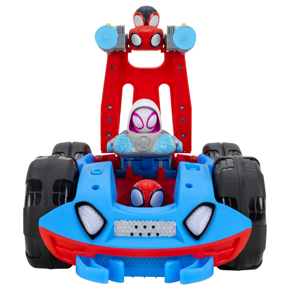 Jazwares Marvel Spidey cruiser-side Team with Spidey and Ghost-Spider enhances teamwork storytelling.