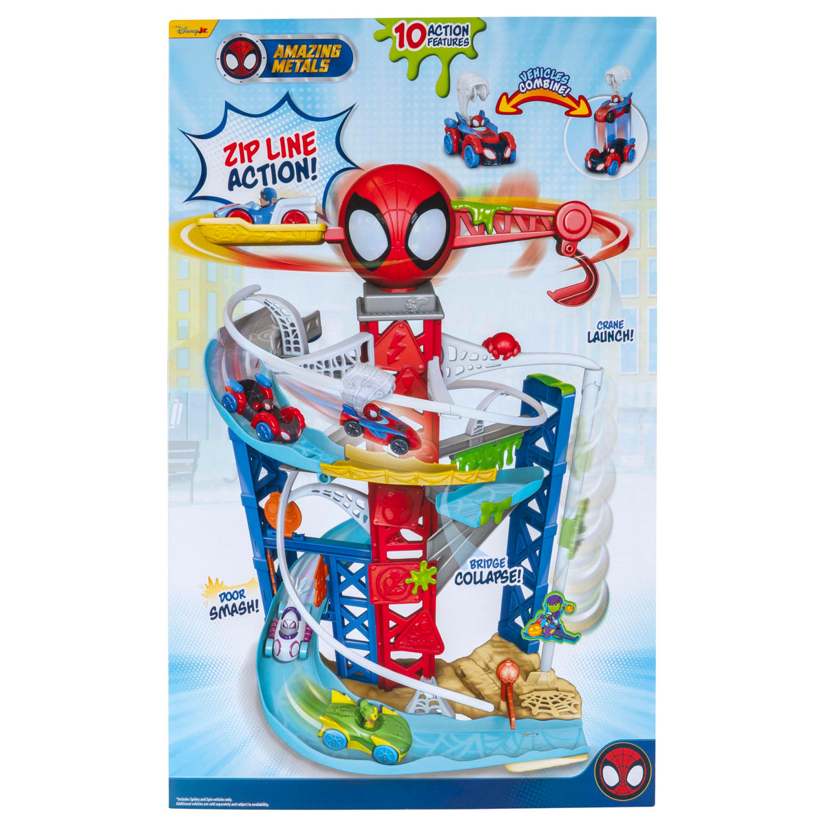 Jazwares Marvel Spidey Exclusive three-inch Amazing Metals vehicles enable combine-and-split action