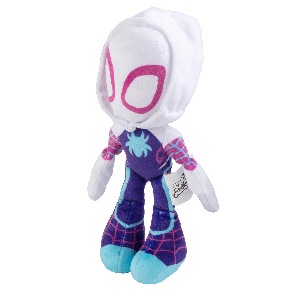 Jazwares Marvel Ghost Spider plush close-up showing texture and details.