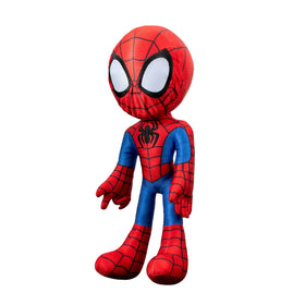 Jazwares Marvel Spidey plush, press chest to hear show phrases, encouraging imaginative storytelling.