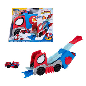 Jazwares Marvel Spidey transforming hauler raceway in action for imaginative play