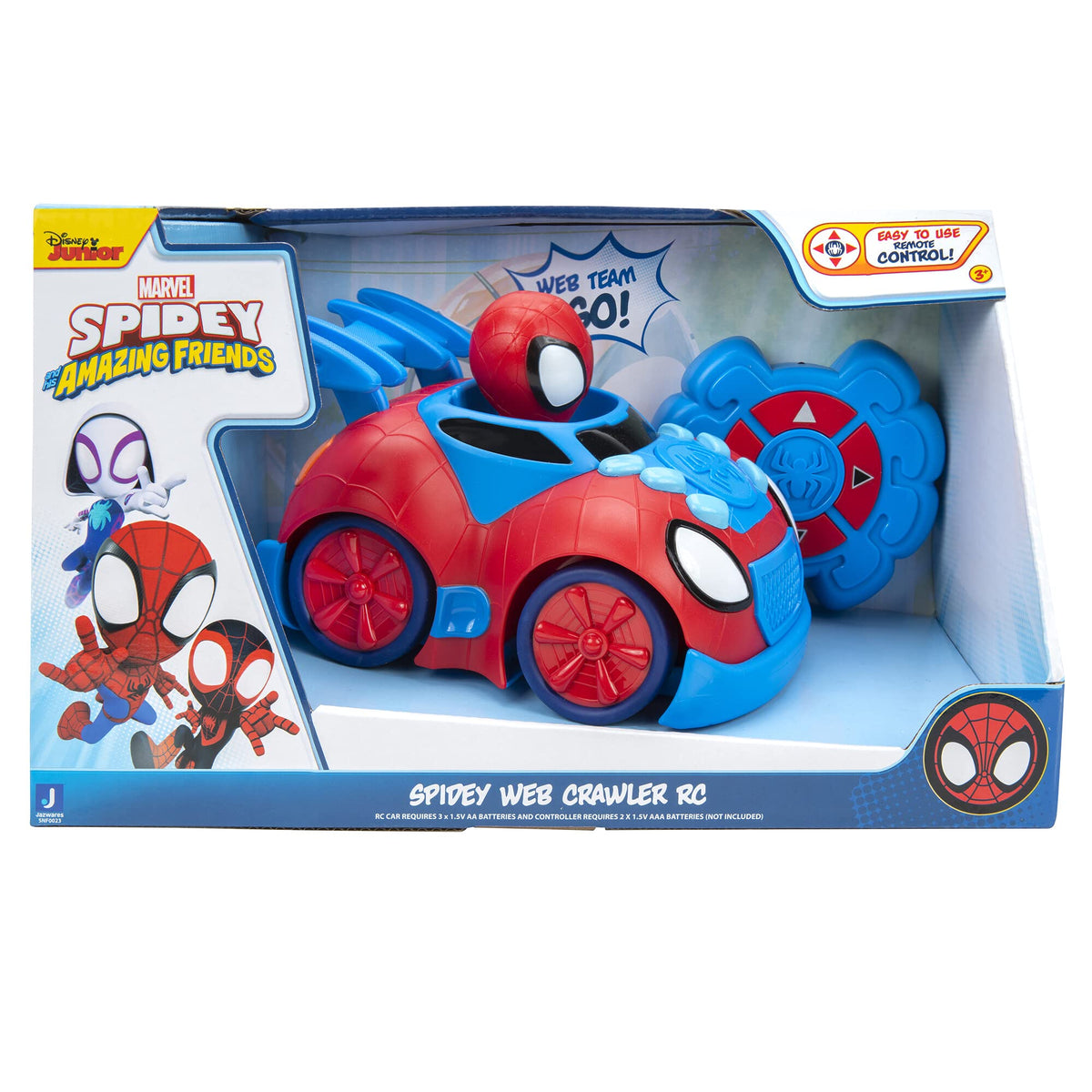 Jazwares Marvel Spidey Web Crawler side view with bright colors for easy play.