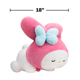 Jazwares My Melody 18-inch plush, ideal cuddle companion for sleepovers.
