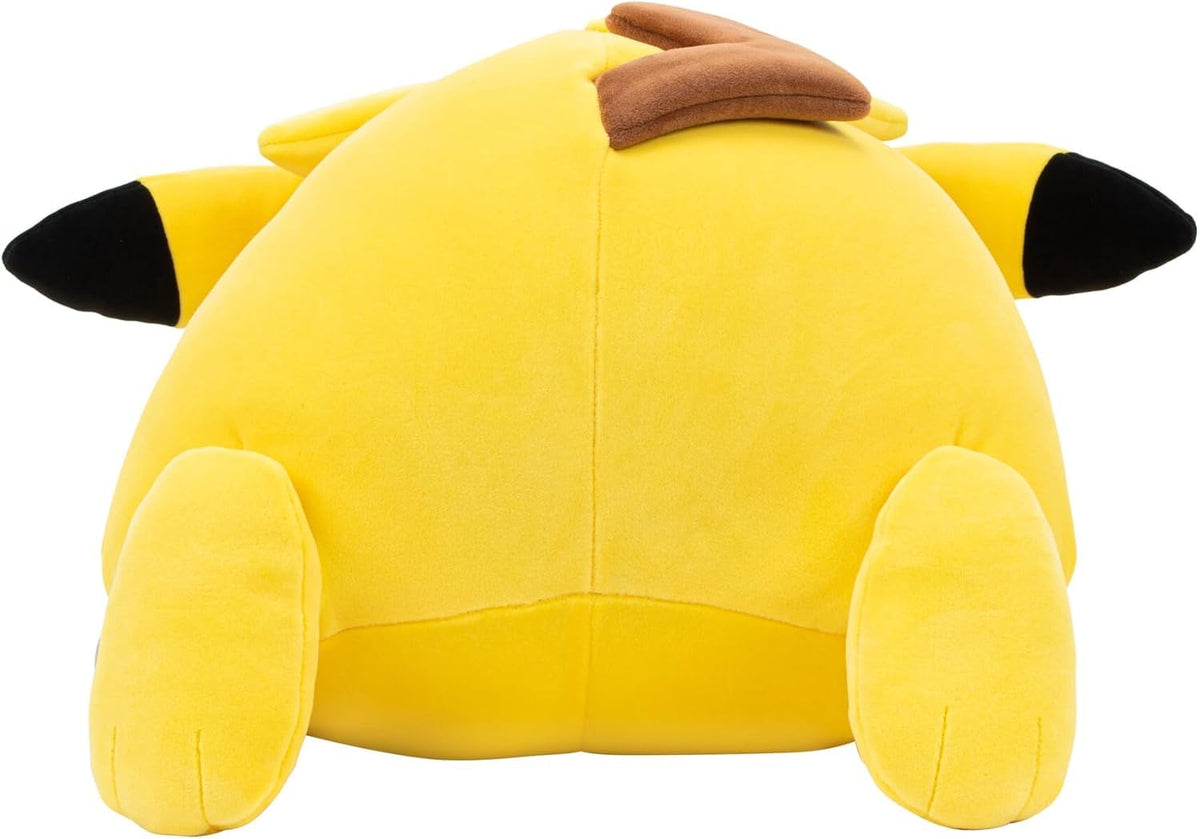 Jazwares Pikachu sleeping plush close-up showing soft fabric, perfect for comforting kids.