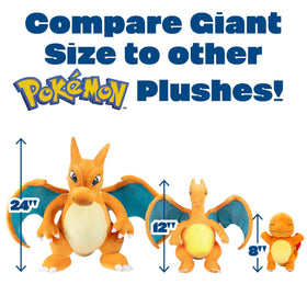Jazwares Charizard 24in plush side view, ideal for imaginative play