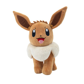 Jazwares Eevee plush 12-inch front view, soft cuddly companion for playtime