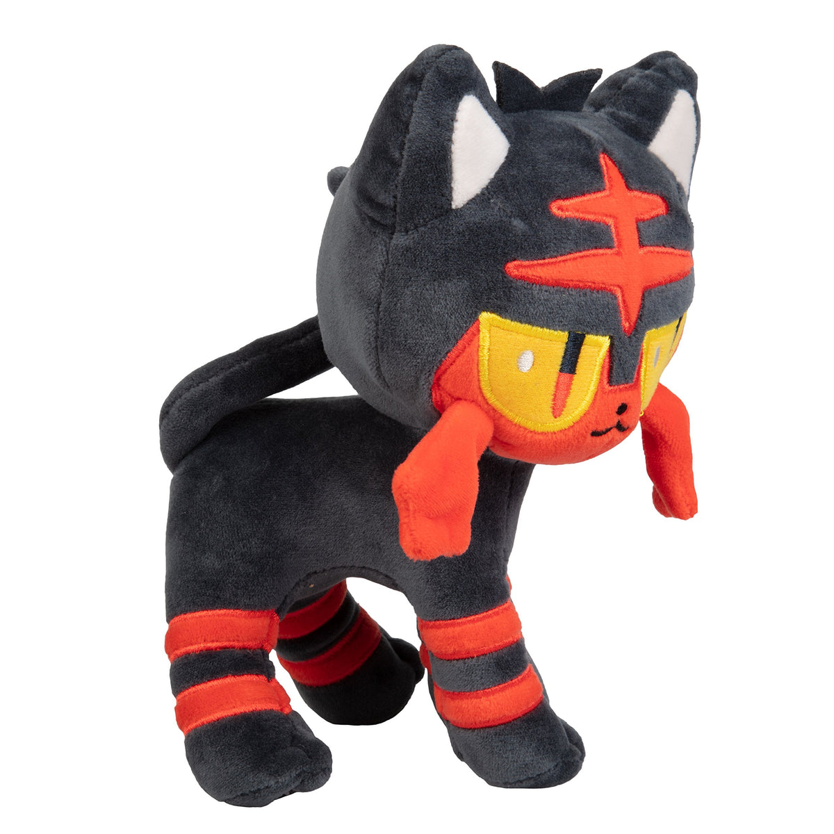 Side view of Litten plush, ideal travel cuddle buddy.