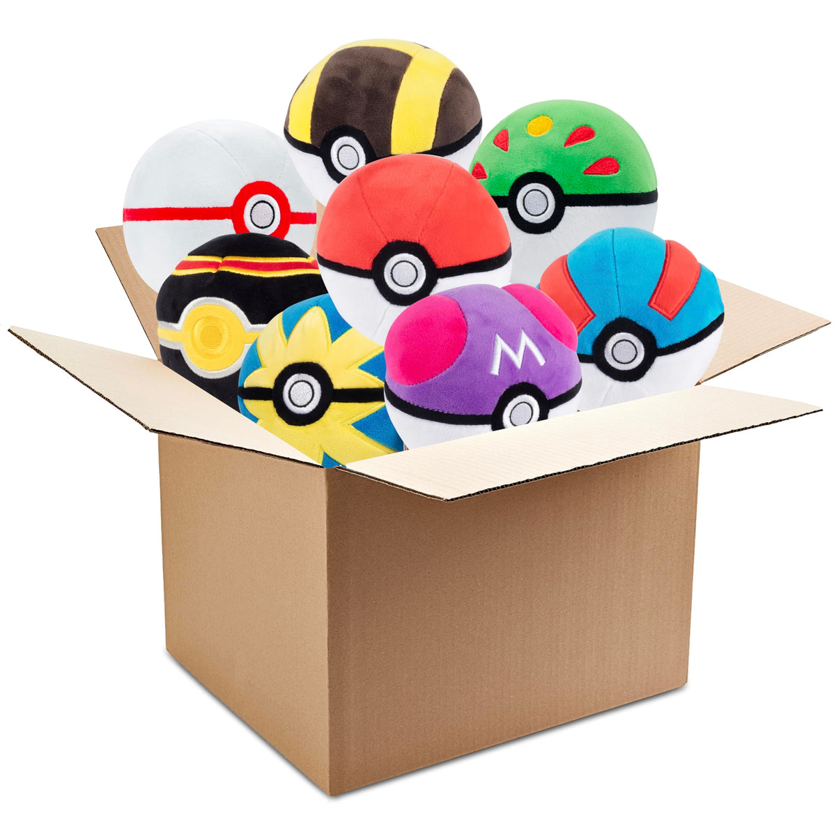 Jazwares Pokemon Mystery 5-inch Poké Ball Plush 2-pack with assorted styles for display and play.