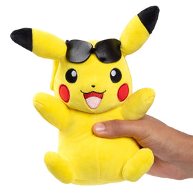 Jazwares Pikachu plush, anime-inspired for display and collection.