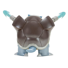 Jazwares Blastoise figure includes water missile launcher for imagined battles.