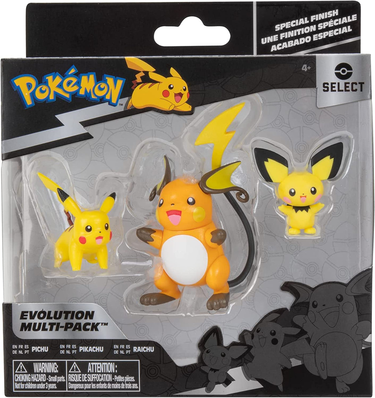 Jazwares Pokemon Select Evolution Pikachu 2-inch figure front view for display.
