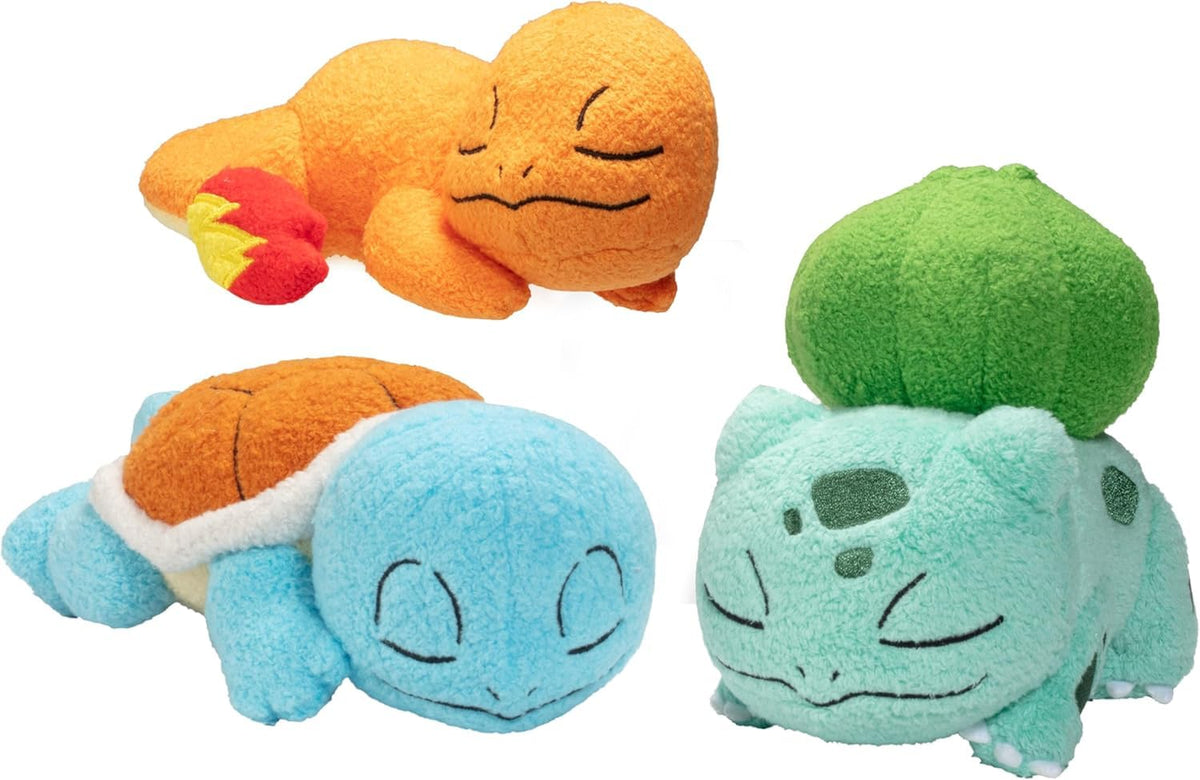Jazwares Pokémon sleeping Squirtle plush 3-pack, perfect cuddle companions.