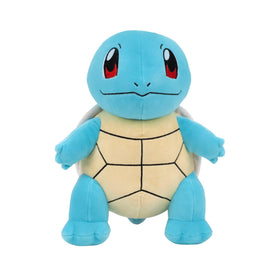 Jazwares Pokemon Squirtle Plush front view shows soft cuddly 12-inch companion for play.