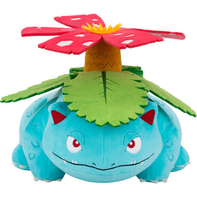 Jazwares Pokémon Venusaur plush face close-up for authentic detail and cuddly play