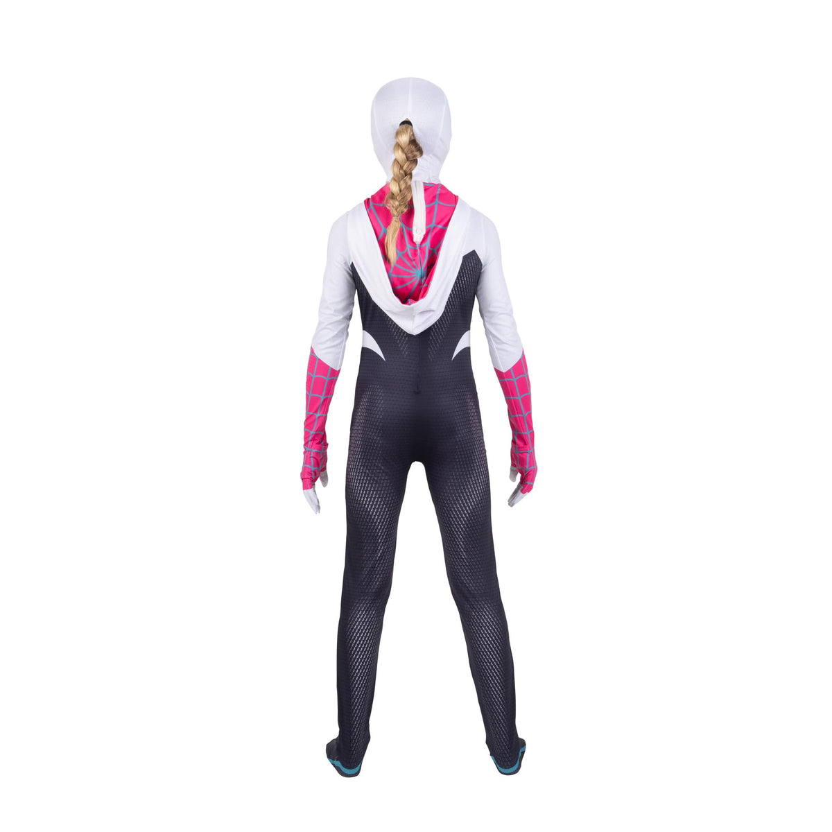 Jazwares Spider-Gwen mask small front view with ponytail hole for authentic look