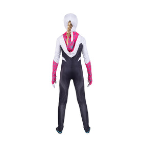 Jazwares Spider-Gwen mask small front view with ponytail hole for authentic look