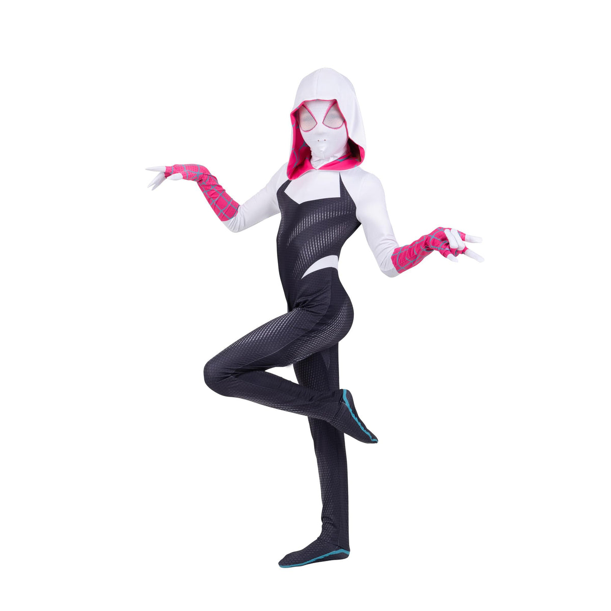 Jazwares Spider-Gwen Zentai small back view showing invisible back zipper for a smooth look