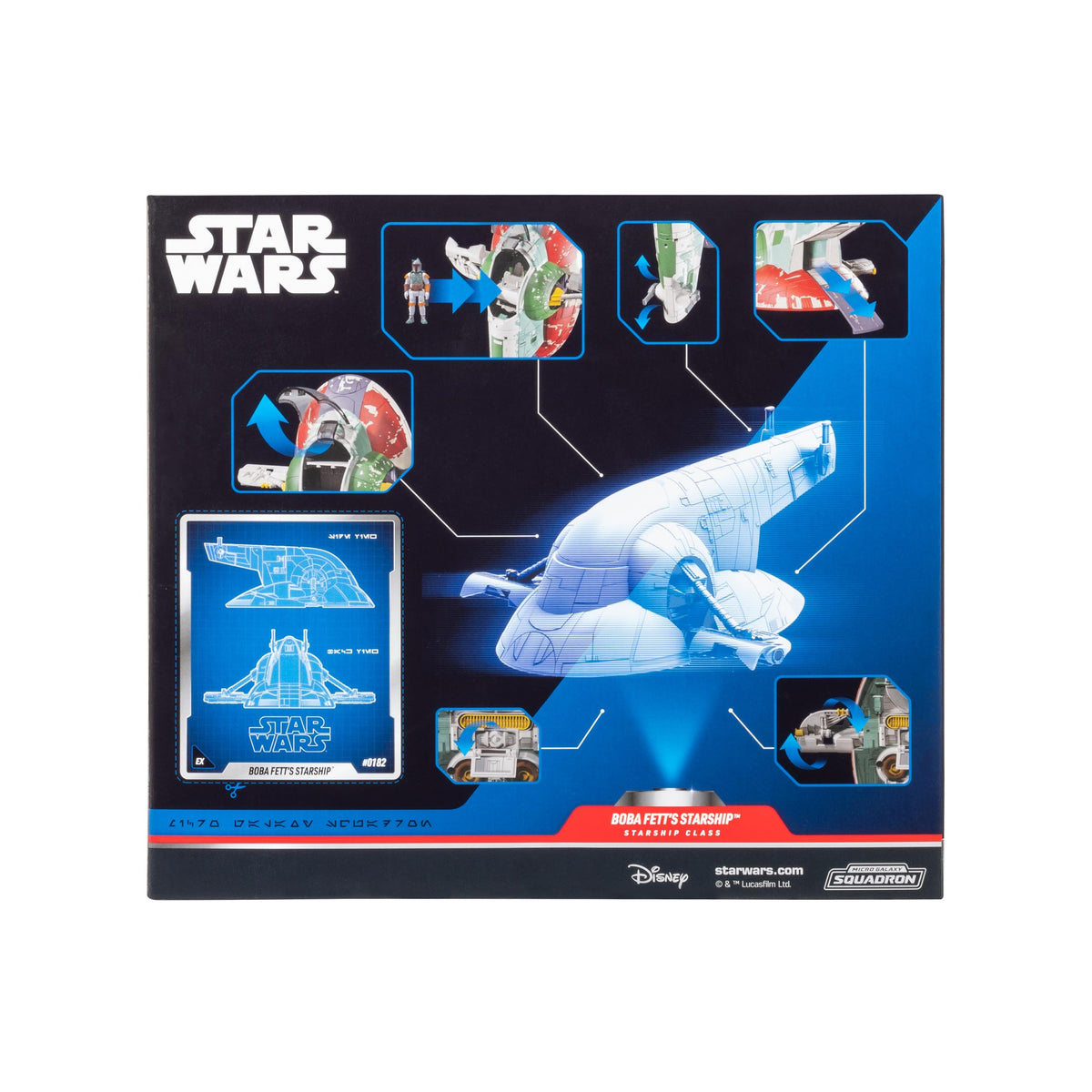 Jazwares Boba Fett Starship opening side panel reveals features