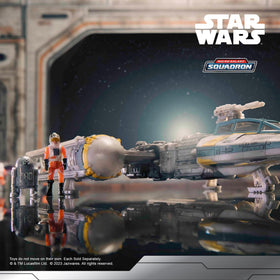 Jazwares Gold Leader's Y-Wing open cockpit and droid socket invite immersive micro figure adventures.