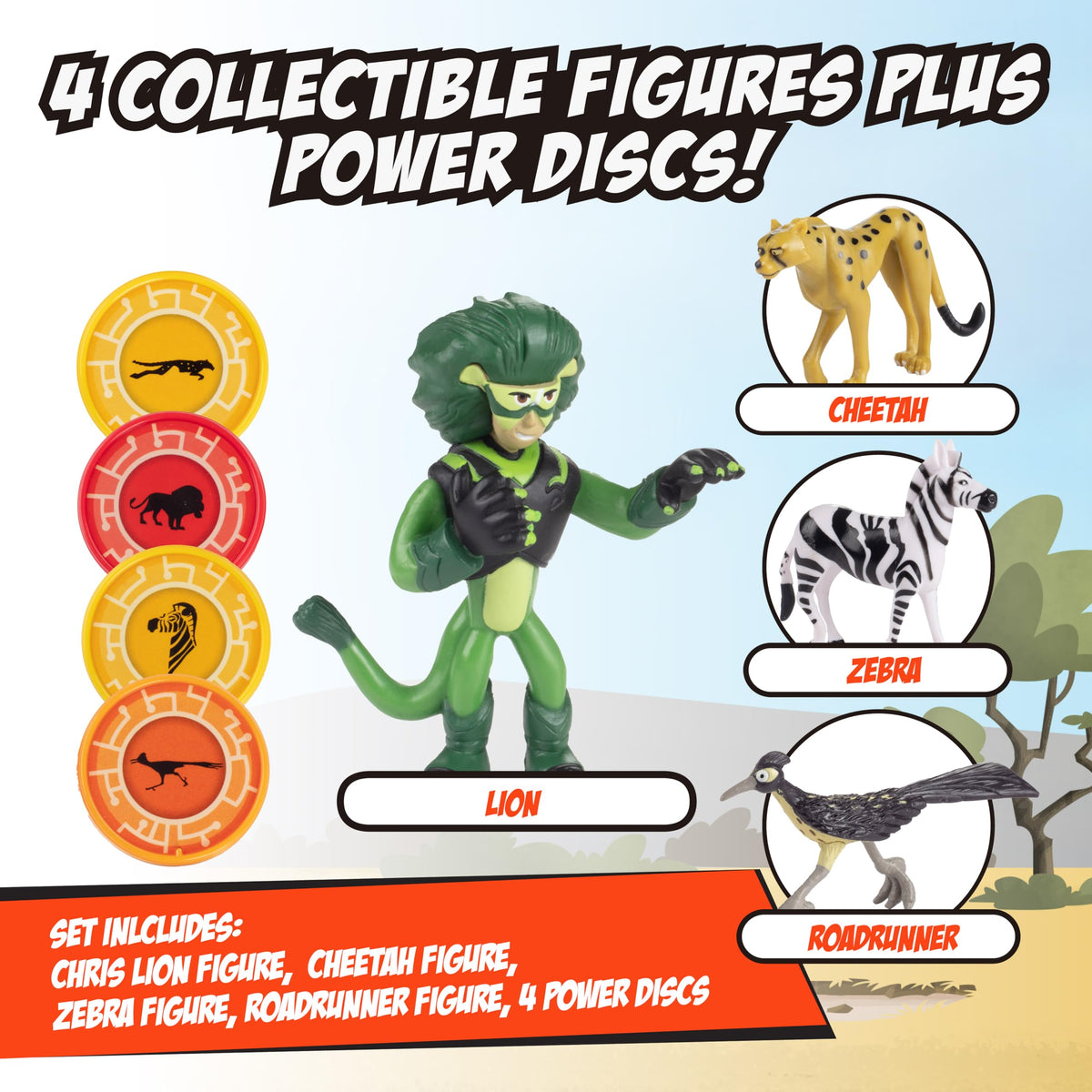 Jazwares Wild Kratts Runners 4-Pack: Fliers figure with flexible wings for action-packed flights