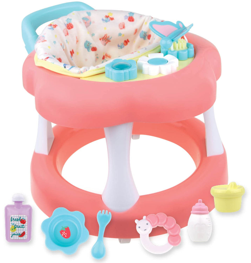 JC Toys Baby Doll Walker fits dolls up to 17 inches for easy play.