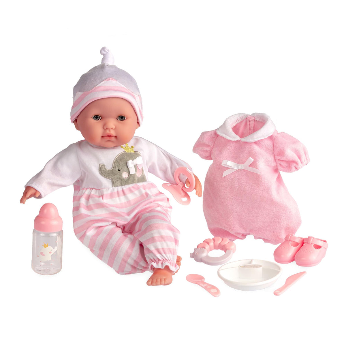 JC Toys Berenguer 15-inch doll with open eyes ready for cuddles and pretend care.