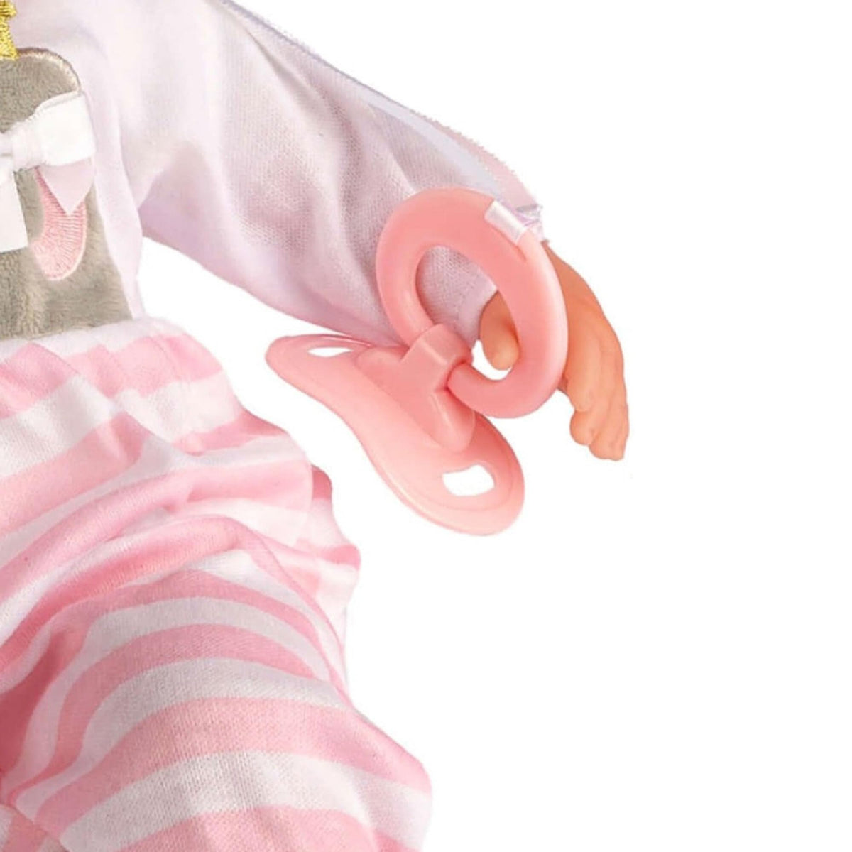 JC Toys Berenguer baby bottle included for pretend feeding.