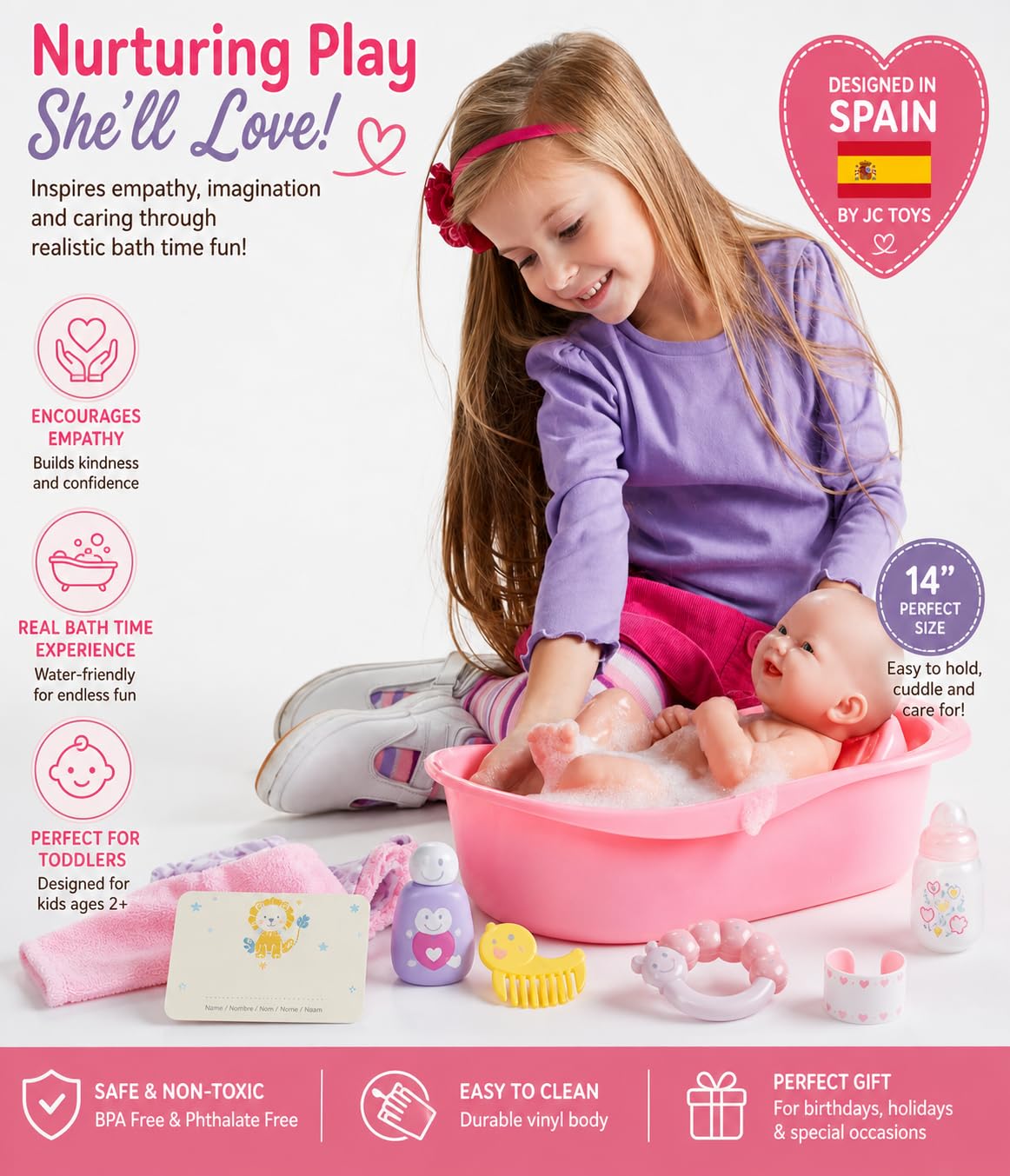 Birth certificate and hospital bracelet enhance realism in JC Toys La Newborn
