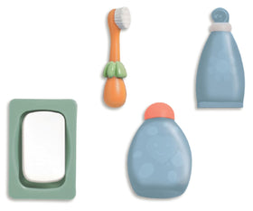 JC Toys doll bath set faucet handles with flower motif for interactive play.