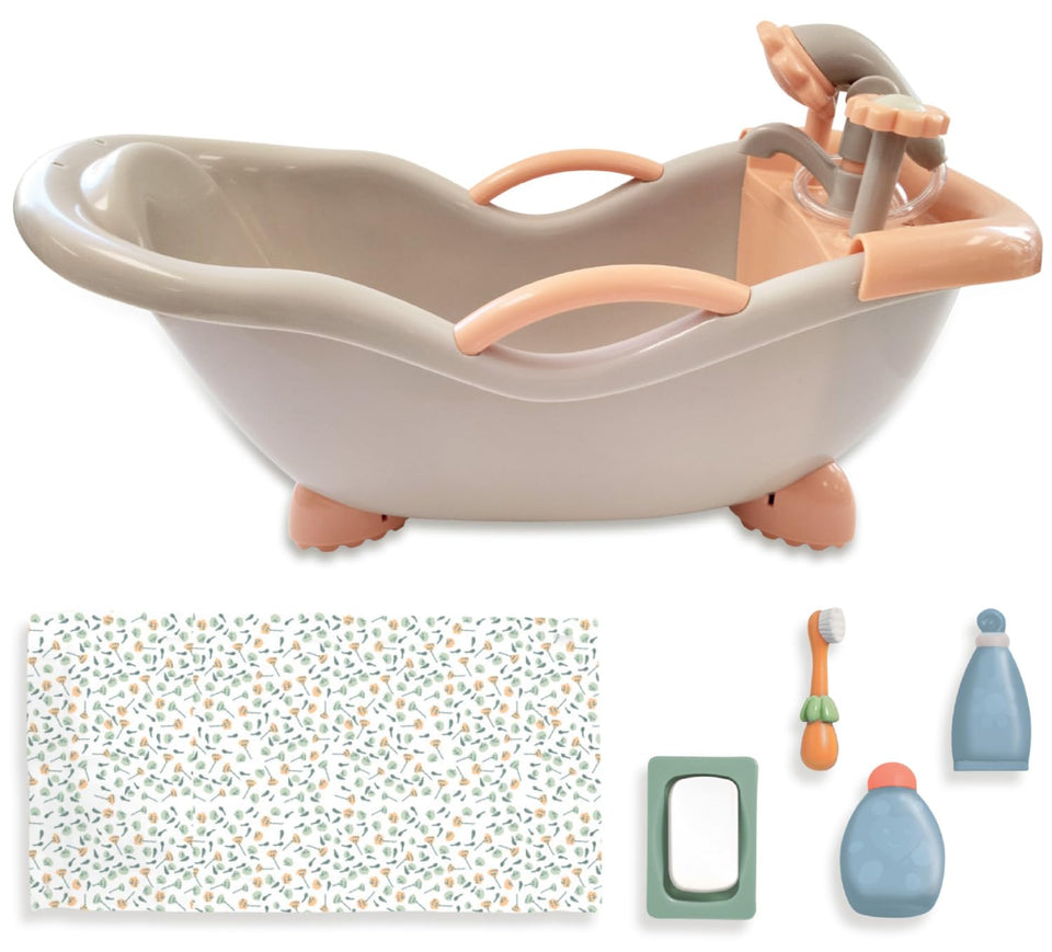 JC Toys doll bath set tub for dolls up to 16 inches, durable play.