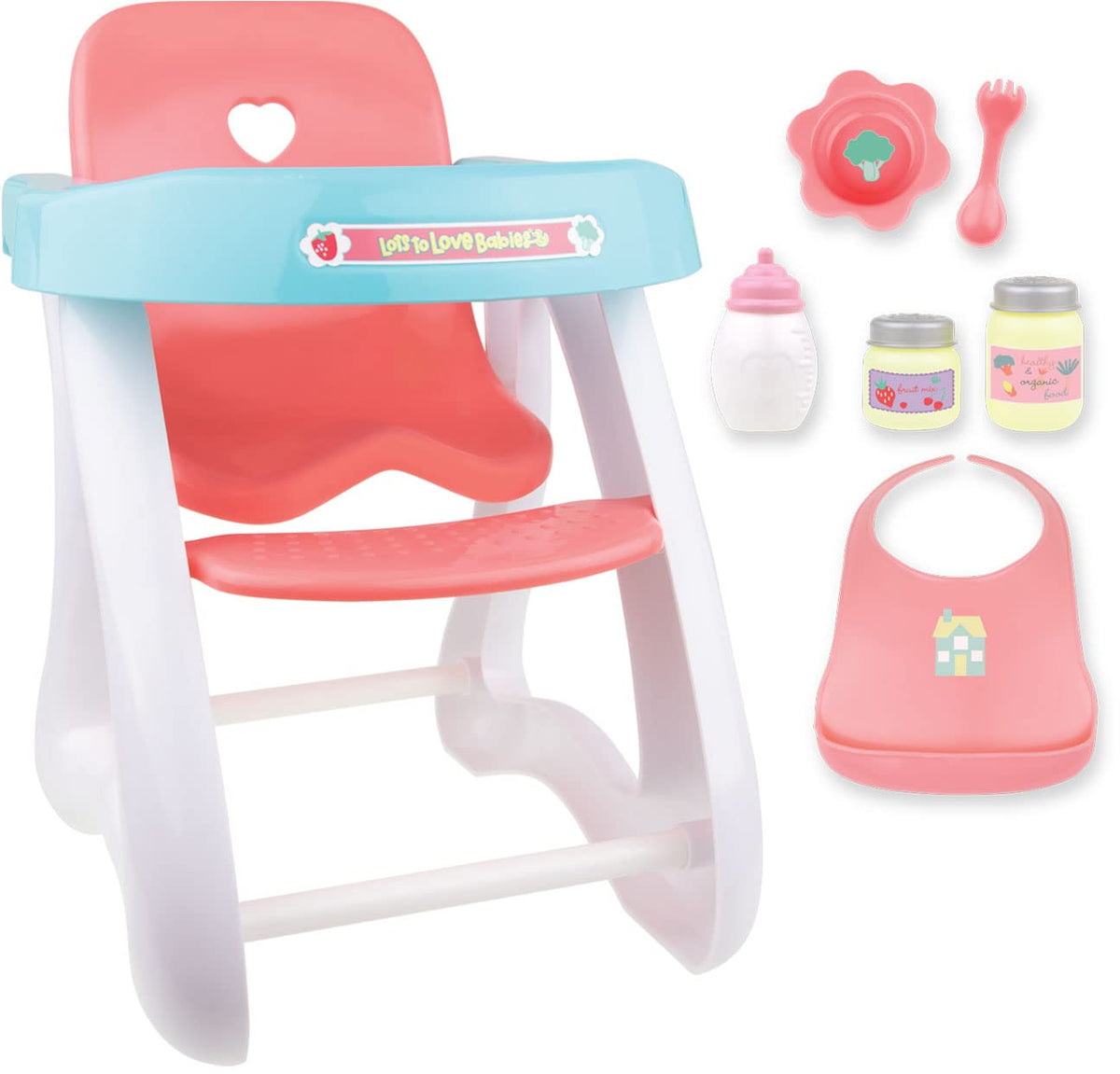 JC Toys Doll High Chair pink-blue assembly shows quick setup for busy playtime.