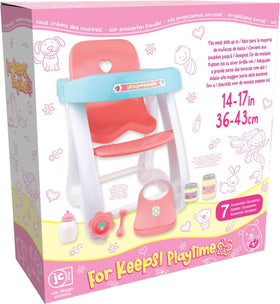 JC Toys Doll High Chair pink blue color details spark creativity.