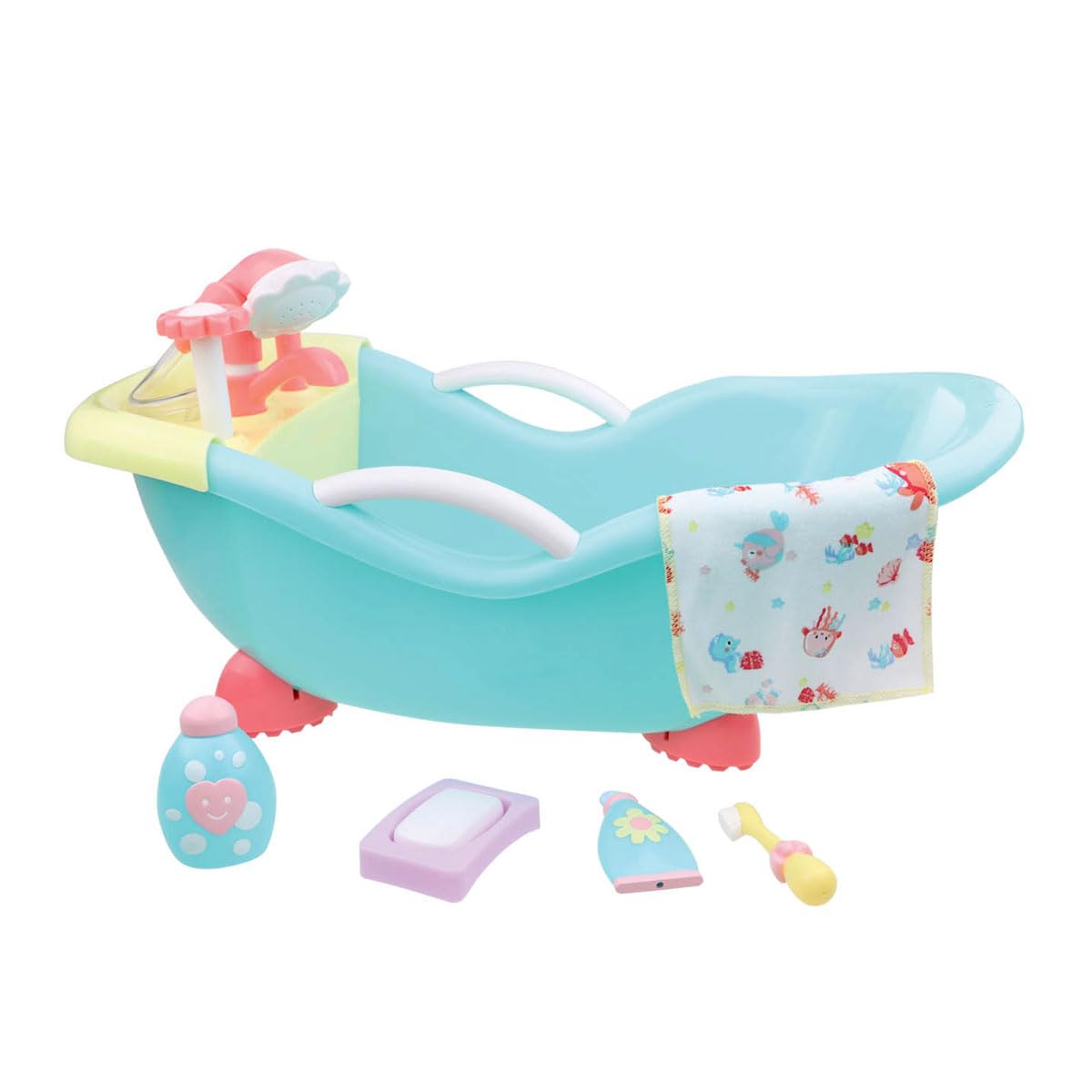 JC Toys For Keeps Playtime bath set for 16-inch dolls with real water features.
