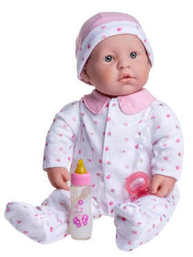 JC Toys La Baby 20-inch doll face, soft and huggable for bedtime cuddles.