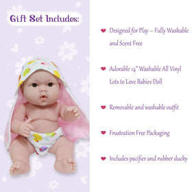 JC Toys Lots to Love Babies rubber duck and pacifier for bath-time realism