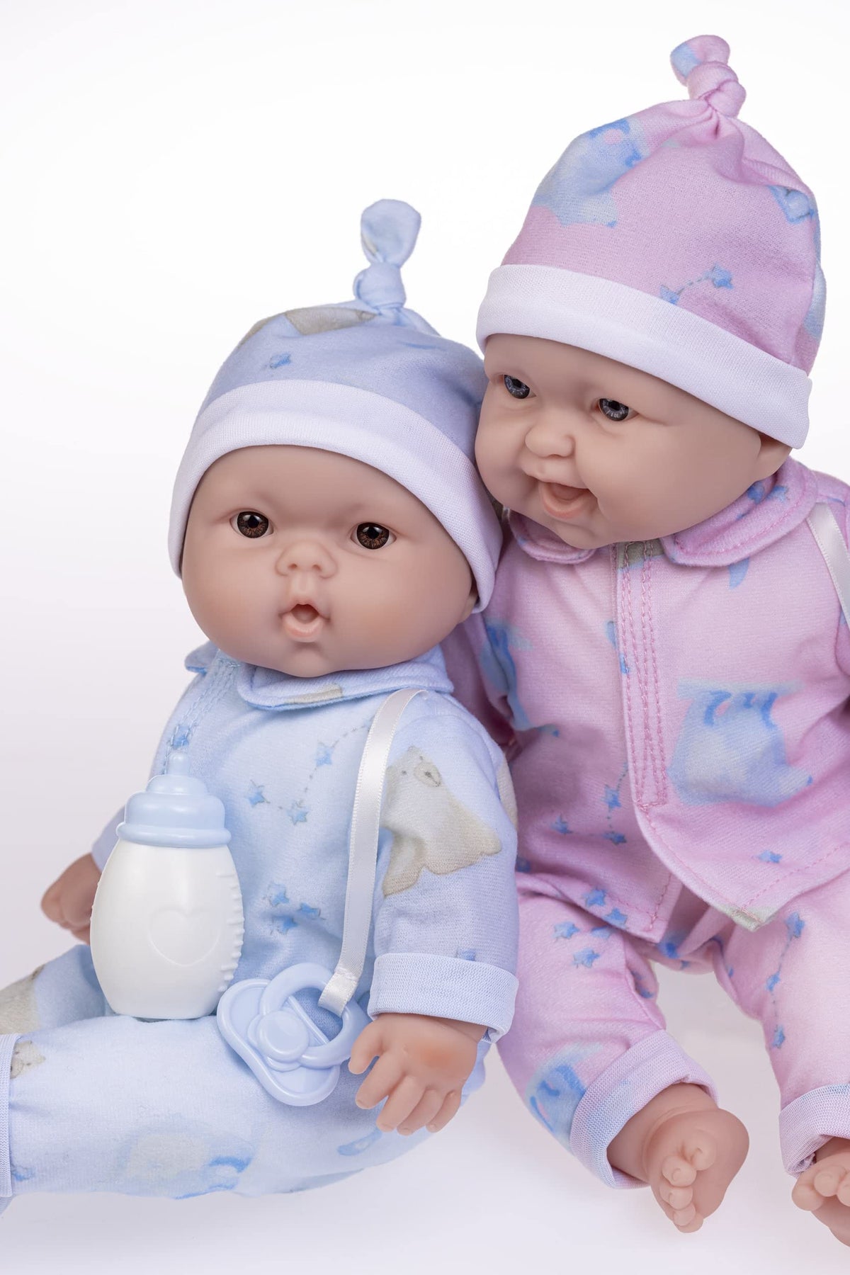 JC Toys Twins dolls with blue and brown eyes for lifelike look