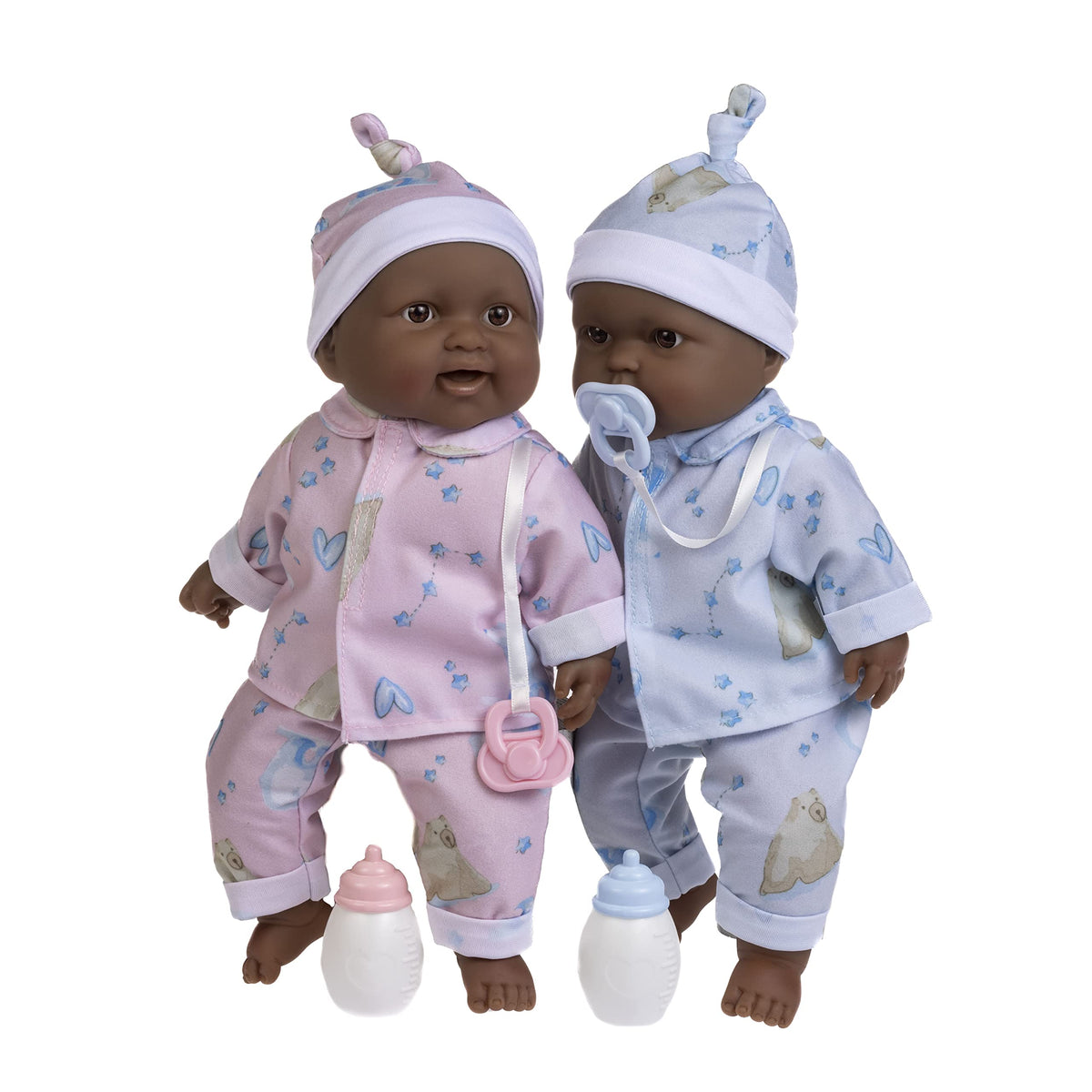JC Toys Twins removable outfits on Berenguer Boutique dolls enable easy dressing